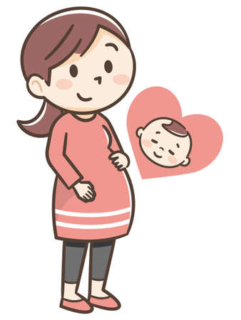 Pregnant woman and fetus illustrationのイラスト素材