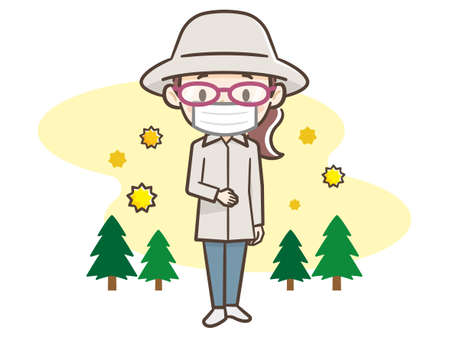 Woman taking measures against hay feverのイラスト素材