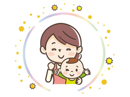 Illustration of parent and child guarding pollenのイラスト素材