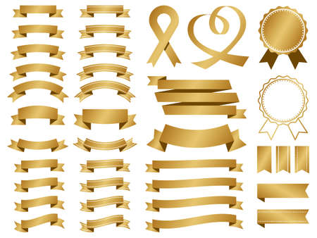 Set of various gold vector ribbons.のイラスト素材