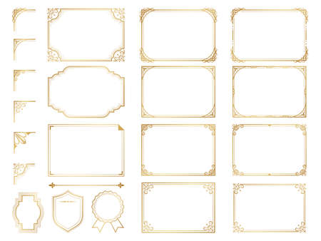 Golden ornate frames and scroll elements.のイラスト素材