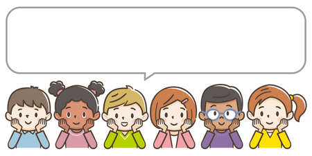 Children with cheeks with smiles.のイラスト素材