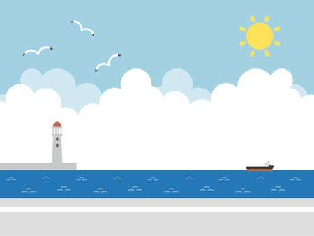 Blue sky and sea backgroundのイラスト素材