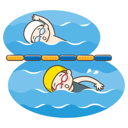 Vector Illustration Of Kid Swimmingのイラスト素材