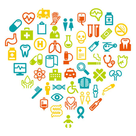 Flat illustration of medical and welfare iconsのイラスト素材