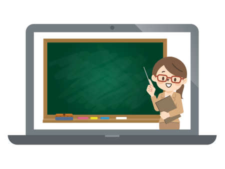 Female teacher giving online lessonsのイラスト素材