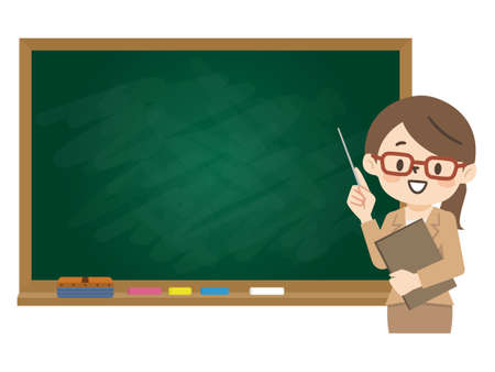 Illustration of a female instructor giving a lessonのイラスト素材