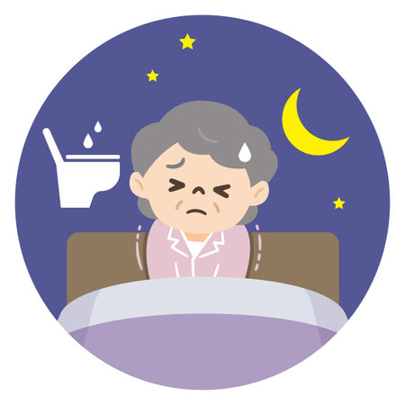 Elderly woman with nocturia and lack of sleepのイラスト素材