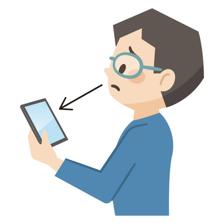 Illustration of a man who is out of focus with presbyopiaのイラスト素材