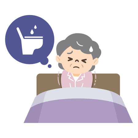 Elderly woman with nocturia and lack of sleepのイラスト素材