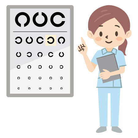 Eyesight test chart and ophthalmologist female illustrationのイラスト素材