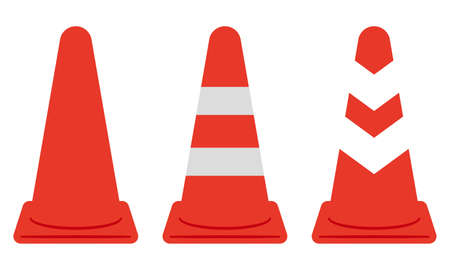 RED and White Cone isolated on white backgroundのイラスト素材