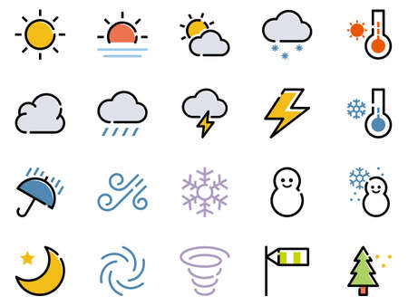 Set of simple climate icons in flat style.のイラスト素材