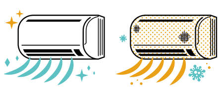 Before and after cleaning the air conditionerのイラスト素材