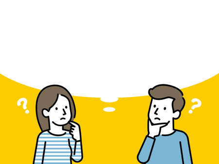 Illustration of thinking men and womenのイラスト素材