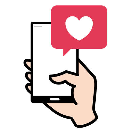 Illustration of holding a smartphone in hand and reactingのイラスト素材