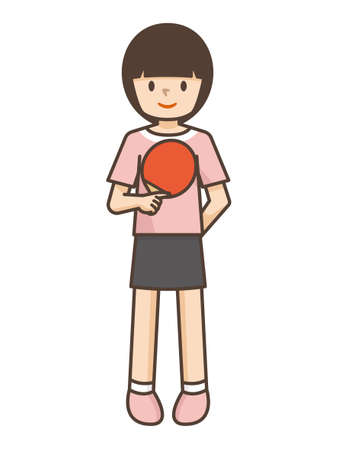 Illustration of a girl playing table tennisのイラスト素材
