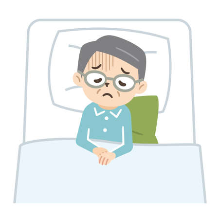 Illustration of a man who is bedridden and depressedのイラスト素材