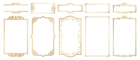Stylish frame gold border setのイラスト素材