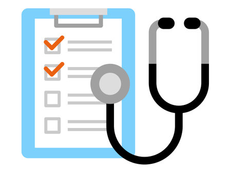 Simple vector illustration of stethoscope and check sheetのイラスト素材