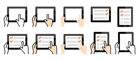 Vector illustration of operating a tablet PCのイラスト素材
