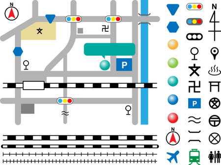Simple vector illustration of map materialのイラスト素材