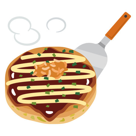 Simple vector illustration of okonomiyaki.のイラスト素材