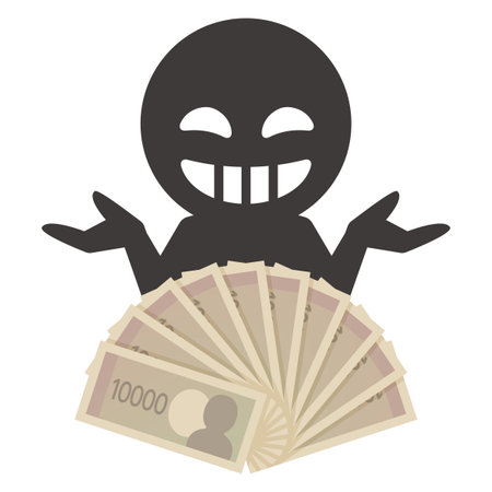 Simple vector illustration of a villain and moneyのイラスト素材