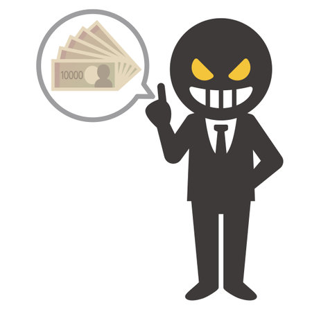 Simple vector illustration of a villain and moneyのイラスト素材