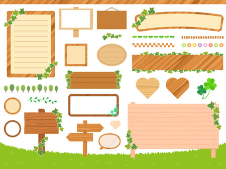 Wooden sign vector illustration setのイラスト素材