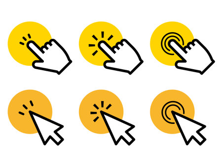 Mouse cursor click icon set, vector iconのイラスト素材