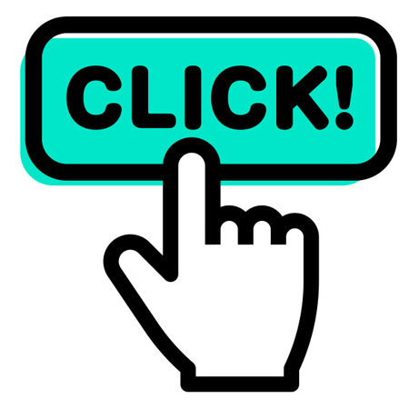 Finger pressing a click button, vector illustrationのイラスト素材