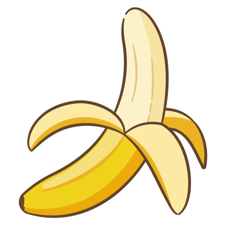 Peeled banana illustration, simple vector illustrationのイラスト素材