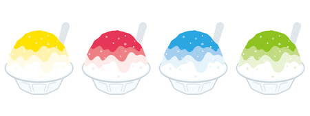 Shaved ice illustration set, simple vector illustrationのイラスト素材