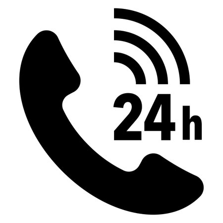 24 hour reception, telephone receiver icon, simple vector illustrationのイラスト素材