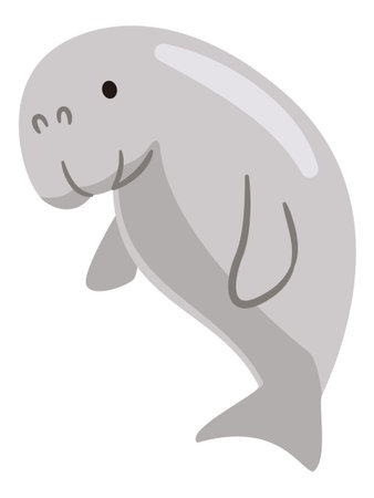 Cute Dugong Vector Illustration Simple Marine Animal Character Designのイラスト素材