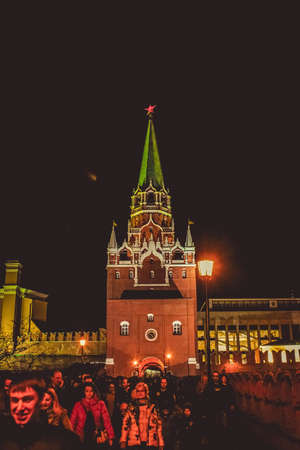 atmospheric autumn evening in the center of Moscow. Moscow Kremlin. Nov 22, 2017.のeditorial素材