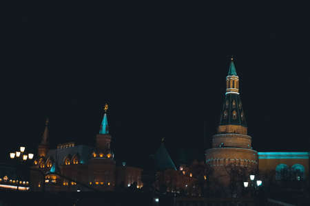atmospheric autumn evening in the center of Moscow. Moscow Kremlin. Nov 22, 2017.のeditorial素材