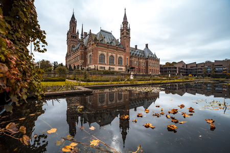 Beautiful building and most visited building in The Hague at Autumn seasonの写真素材