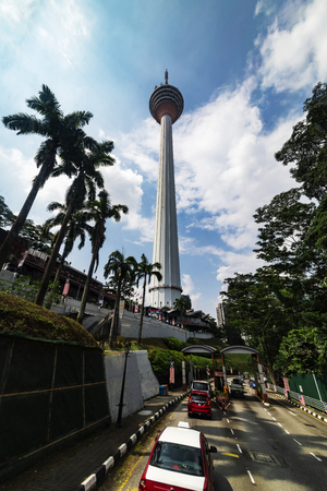 KUALA LUMPUR, 19 August 2018 - Cars and taxis queuing out at the car-park gate of and in front the KL communication tower, Malaysiaのeditorial素材