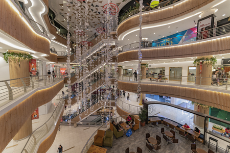 KUALA LUMPUR, 29 July 2018 - Lot 10 shopping mall, luxury architecture and well decorated and lit at Bukit Bintang district, Malaysiaのeditorial素材