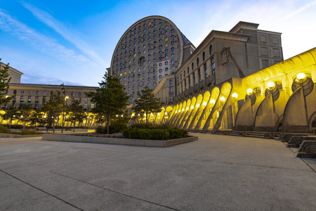 NOISY-LE-GRAND, 25 October 2018 - Central place of Pablo Picasso arena in noisy le grand city near euro Disney park, Paris, Franceのeditorial素材