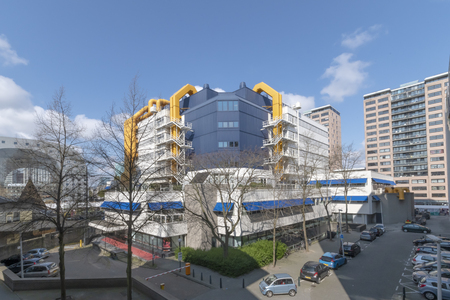 ROTTERDAM, 13 April 2019 - View of the Rotterdam municipality library building nested to the...