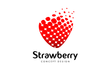 Red Strawberry Logo Design. Creative Strawberry Icon made of dots.のイラスト素材