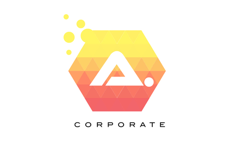 Ilustración de A Orange Hexagon Shaped Letter Logo Design with Dots Bubbles. - Imagen libre de derechos