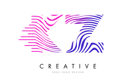 KZ K Z Zebra Letter Logo Design with Black and White Stripes Vectorのイラスト素材