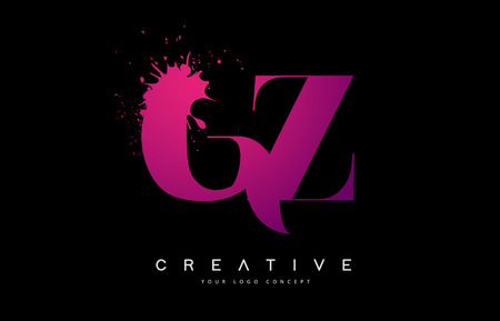 Purple Pink GZ G Y Letter  Design with Ink  Splash Spill Vector Illustration.のイラスト素材