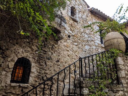 Stairs Entrance in an Old Building in Eze village, on French Rivieraの写真素材
