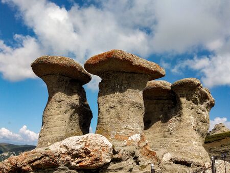 Babele Stones in Carpathian Mountains, Romania. Babele - erosion rocky structures.の写真素材
