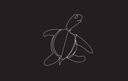 Continuous line art of a cute turtle. Hand drawn vector illustrations.のイラスト素材